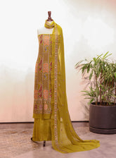 Royal Fashion Embroidered Chiffon Suits Unstitched 2 Piece - RF25EE 134 MEHINDI